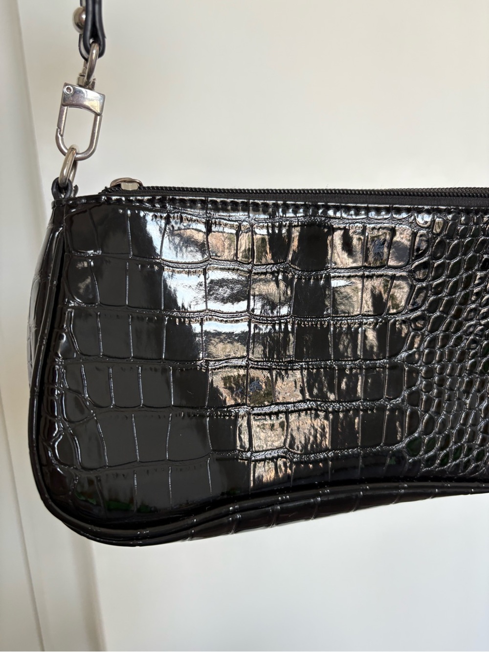 Black Croc-Effect shoulder bag - Picture 2 of 6